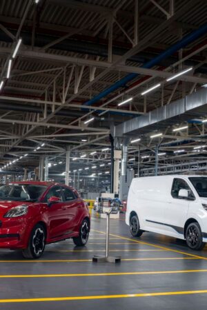 The Ford Puma Gen-E and E-Transit Custom van are seen at the Halewood Plant. Pic: Ford