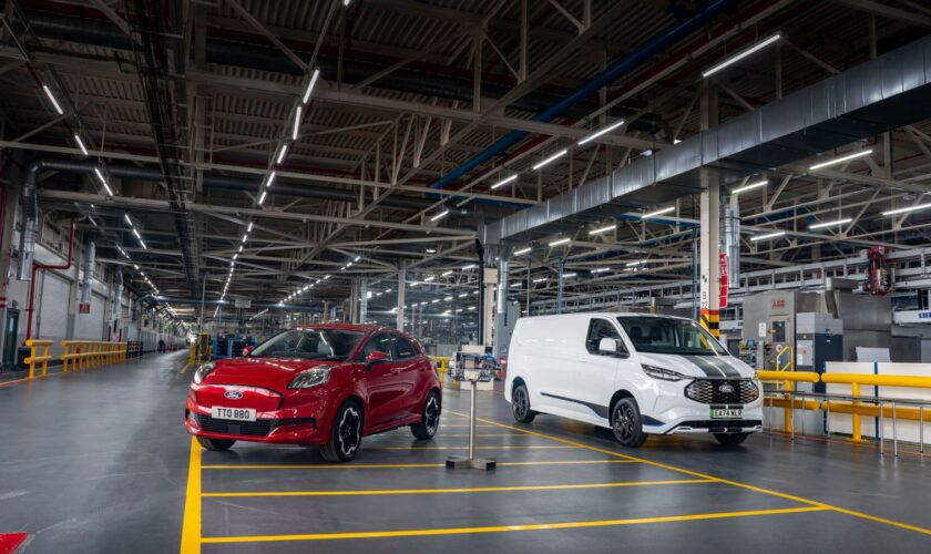 The Ford Puma Gen-E and E-Transit Custom van are seen at the Halewood Plant. Pic: Ford