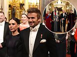 David and Victoria Beckham join royals and dignitaries at King's glittering state banquet for the Emir of Qatar - as Camilla pays tribute to the late Queen Elizabeth