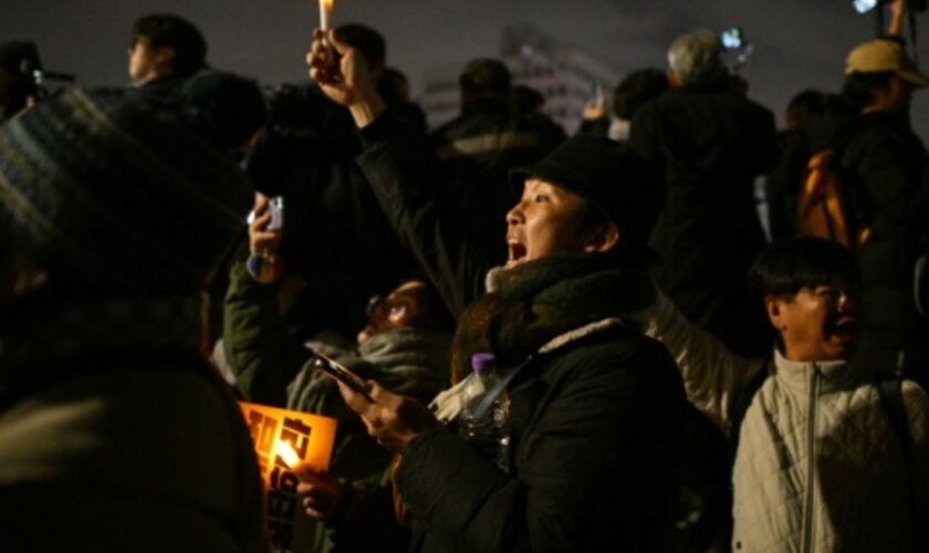 Proteste vor dem Parlament in Südkorea