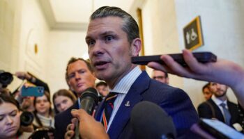 Mr Hegseth was swarmed by reporters at the Capitol on Wednesday. Pic: AP