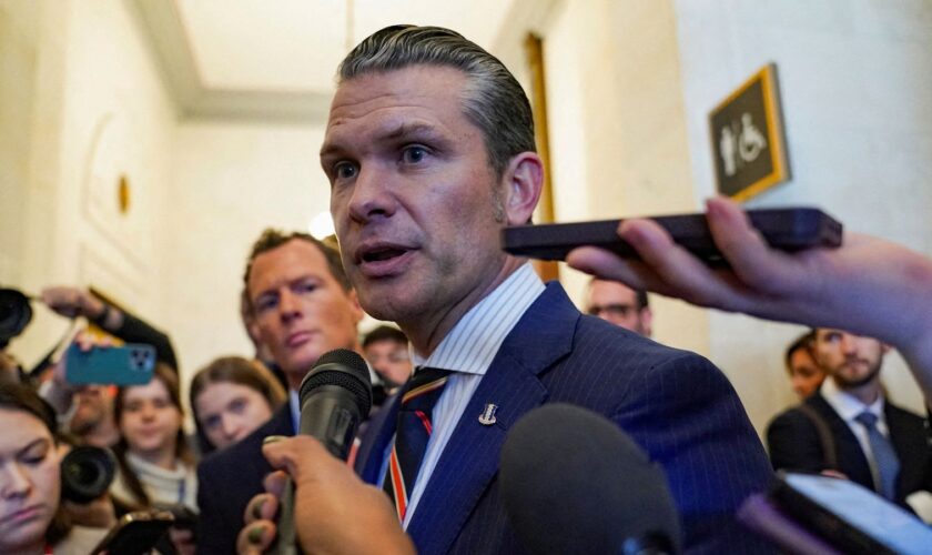 Mr Hegseth was swarmed by reporters at the Capitol on Wednesday. Pic: AP