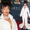 Rihanna is a wonder in plunging white gown as she leads stars at the Footwear News Achievement Awards