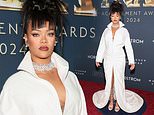 Rihanna is a wonder in plunging white gown as she leads stars at the Footwear News Achievement Awards