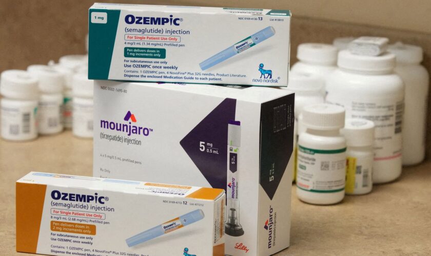 Boxes of Ozempic and Mounjaro, semaglutide and tirzepatide injection drugs used for treating type 2 diabetes and made by Novo Nordisk and Lilly, is seen at a Rock Canyon Pharmacy in Provo, Utah, U.S. March 29, 2023. REUTERS/George Frey