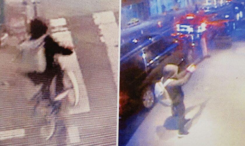 Security camera still images showing the shooter reportedly involved in killing of the CEO of United Healthcare, Brian Thompson, in Midtown Manhattan are displayed on the day of NYPD press conference, in New York City, US, December 4, 2024. REUTERS/Mike Segar