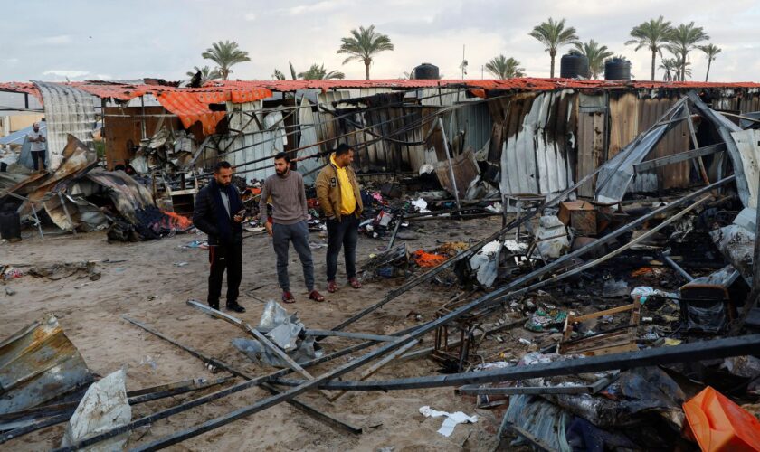 aftermath of an Israeli strike on a tent camp, in Khan Younis in the southern Gaza Strip December 5, 2024. REUTERS/Mohammed Salem