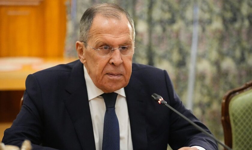 Le ministre russe des Affaires étrangères, Sergueï Lavrov, lors d'un entretien avec son homologue colombien, à Moscou le 14 novembre 2024