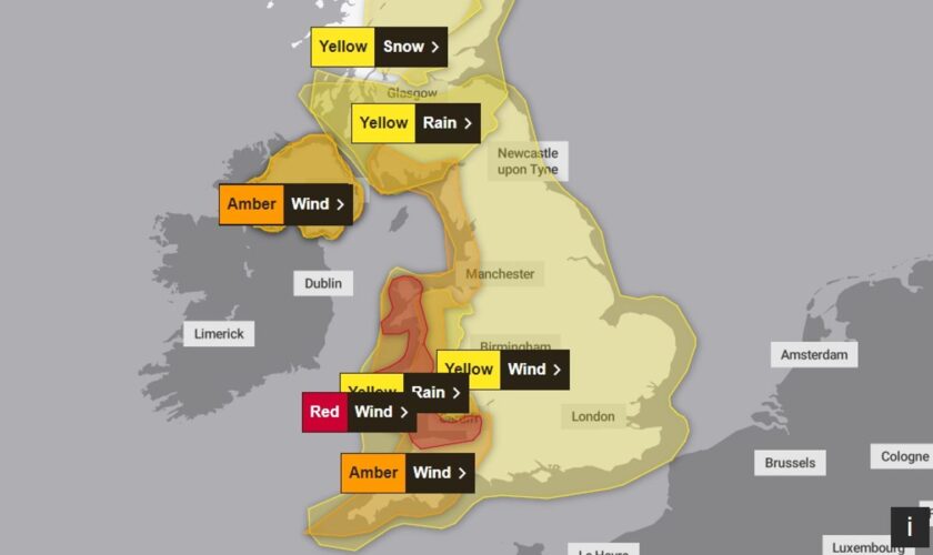 Met Office has issued a red warning for wind. Pic: Met Office