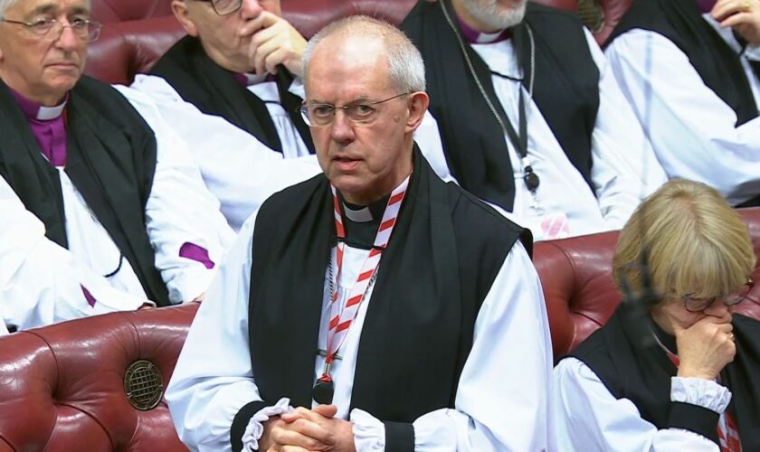 Archbishop of Canterbury 'sorry' for hurt caused by his final speech in the Lords