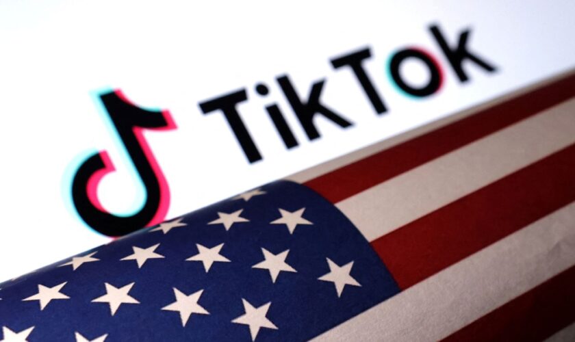 U.S. flag is placed on a TikTok logo in this illustration taken March 20, 2024. REUTERS/Dado Ruvic/Illustration