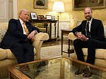 Prince William is all smiles as he welcomes Donald Trump to the British Embassy in Paris - as the US President-elect hails him as a 'good one'