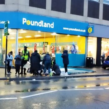 Poundland window crashes onto woman during Storm Darragh gale force winds