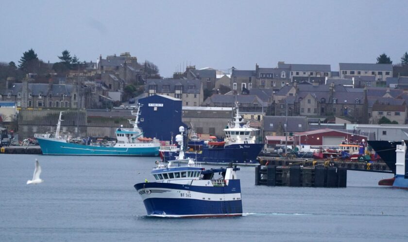 Fishing boats in the harbour in Lerwick in Shetland. Picture date: Thursday February 1, 2024.