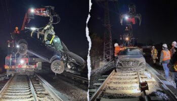 SUV driver's joyride on New York railroad tracks ends in fiery wreck: police