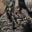 The site of an Israeli strike on a house in Nuseirat in central Gaza. Pic: Reuters