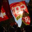 Des drapeaux du syndicat de la CGT à Marseille lors d'une manifestation des fonctionnaires, le 5 décembre 2024