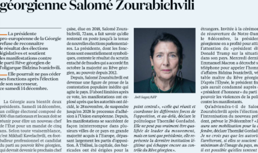 Géorgie, la résistance de la présidente pro-européenne, Salomé Zourabichvili