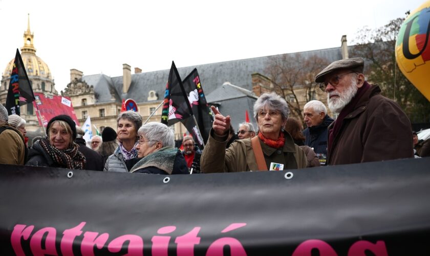 Un rassemblement à Paris pour demander que les retraites soient augmentées en fonction de l'inflation, le 3 décembre 2024