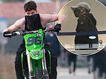 Barry Keoghan rides a dirt bike and films scenes for new thriller Crime 101 before heading home alone for holidays after Sabrina Carpenter split