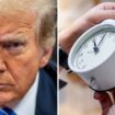 Former President Donald Trump sits in Manhattan Criminal Court in New York on Monday, May 13, 2024. (Mark Peterson/New York Magazine via AP, Pool). (RIght) clock pic iStock