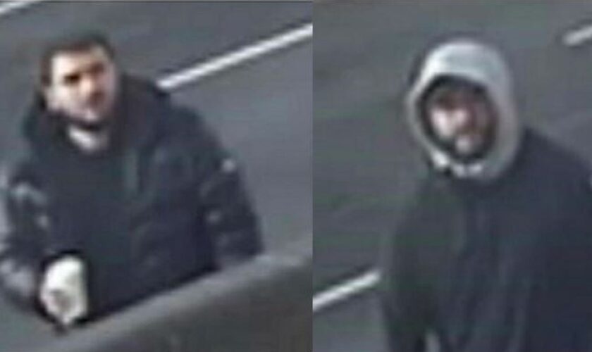 The two men police want to identify in relation to the theft. Pic: Met Police