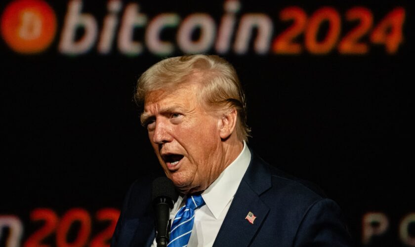 Donald Trump, lors d'un discours à la conférence Bitcoin 2024, le 27 juillet 2024 à Nashville, dans le Tennessee.