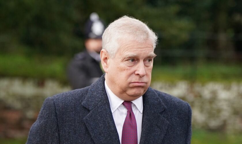 The Duke of York attending Christmas Day service in Sandringham, Norfolk, in 2022. Pic: PA