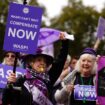 Waspi (Women Against State Pension Inequality) campaigners stage a protest on College Green in Westminster, London, as Chancellor of the Exchequer Rachel Reeves delivers her Budget in the Houses of Parliament. Picture date: Wednesday October 30, 2024.