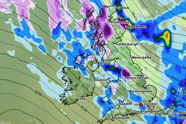 UK Christmas snow bomb as weather maps turn purple days before December 25