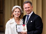 Geri Horner supports husband Christian as the Red Bull F1 boss is honoured by King Charles for services to motor sport - days after the Spice Girls star said she 'belongs to no man'