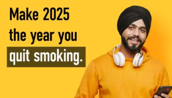 A cropped version of the poster which also included text saying 'make 2025 the year you quit smoking'.