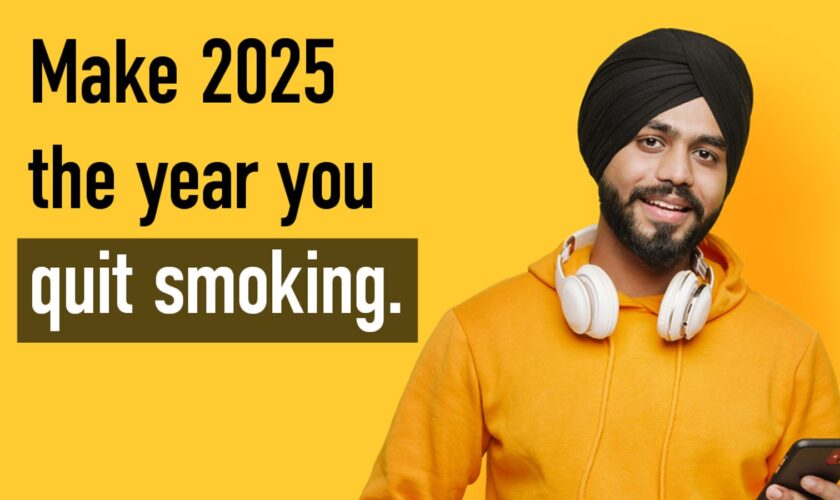 A cropped version of the poster which also included text saying 'make 2025 the year you quit smoking'.