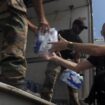 Water being distributed to locals in the aftermath of the cyclone