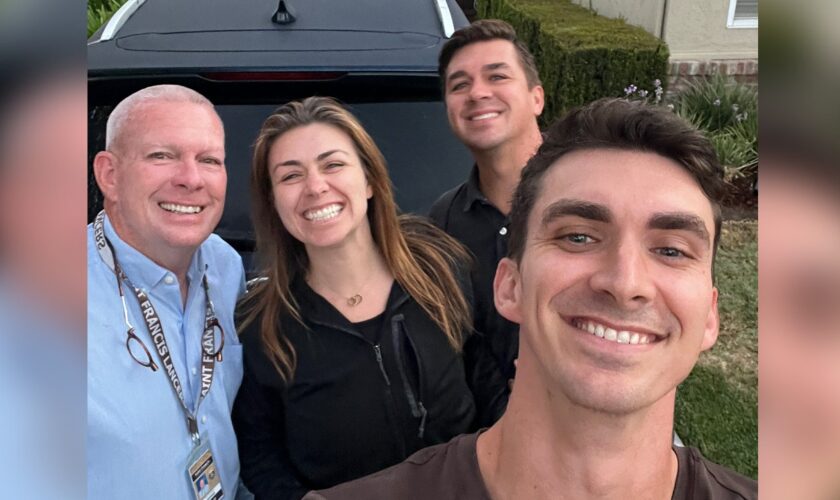 Dad surprised by his 3 kids with final family carpool before retirement