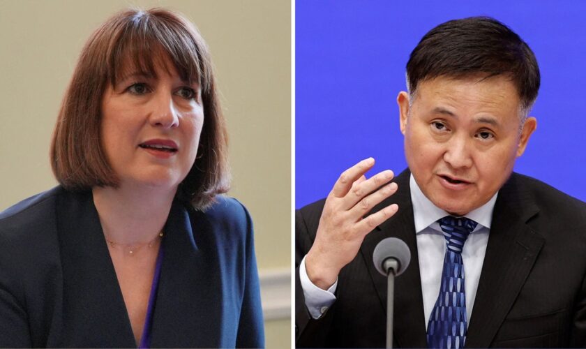 Rachel Reeves and (right) Pan Gongsheng, governor of the People’s Bank of China. File Pic: Reuters