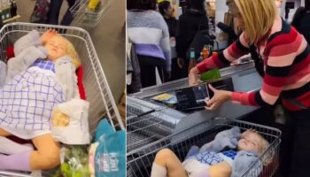 Rachel Riley hilariously juggles Christmas shopping with sleeping daughter in supermarket trolley