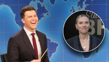 SNL's Colin Jost uncomfortably tells ruthless jokes about wife Scarlett Johansson as she watches backstage