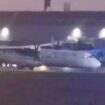 Plane's nose wheel collapses during hard landing at UK airport