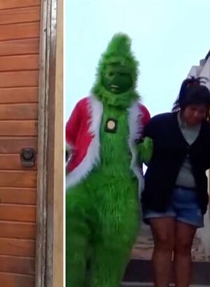 Bizarre moment cop dresses as Grinch to raid family of cocaine dealers