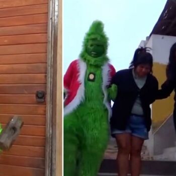 Bizarre moment cop dresses as Grinch to raid family of cocaine dealers