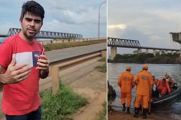 Terrifying moment Brazil bridge crumbles killing two people with 14 still missing