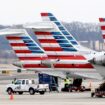 Grounds crews work around American Airlines aircraft at Reagan National Airport in Arlington, Virginia, U.S., January 24, 2022. REUTERS/Joshua Roberts