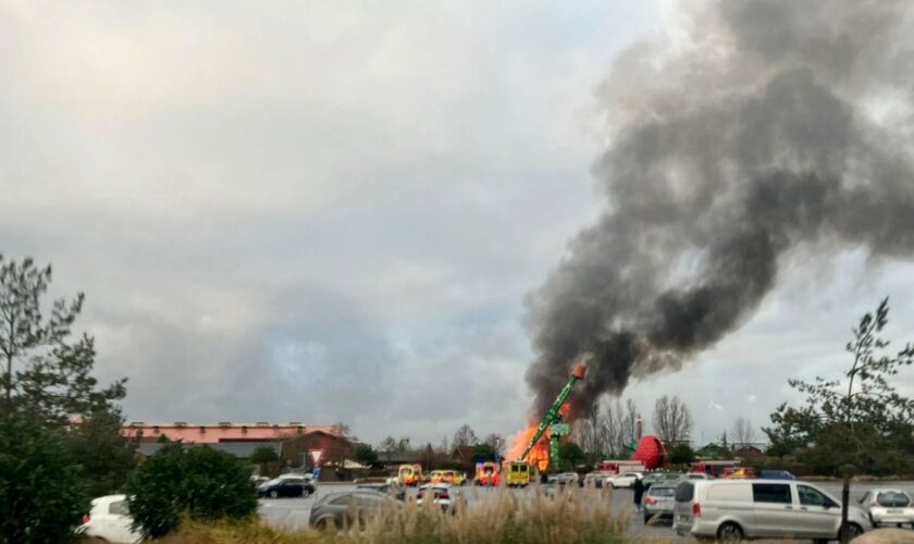 Ein Brand an einem Fahrgeschäft in "Karls Erlebnis-Dorf" hat zu einem Millionenschaden geführt. Foto: Cindy Riechau/dpa