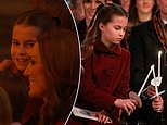 Princess Charlotte, nine, steals the show during her mother Kate Middleton's carol service as she giggles with her brothers - before taking charge with important task