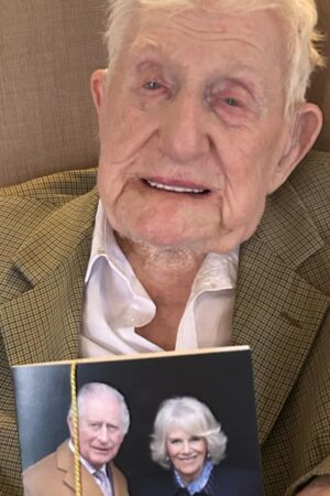 Donald Rose who is 110 on 24/12/2024 celebrating his birthday at Canal Vue care home in Ilkeston, Derbyshire. Sourced via Johanna Howitt. No credit