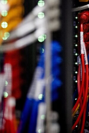 Interior of a server room in the American the Internet connection and data center company Equinix in Amsterdam on July 14, 2021. (Photo by Sem van der Wal / ANP / AFP) / Netherlands OUT