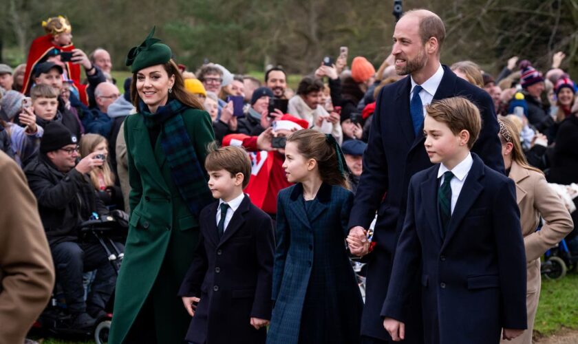 Louis, Charlotte and George take centre stage on walk to Christmas Day church service in Sandringham