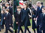 Prince Louis, six, flashes cheeky grin as young royal accepts chocolates and stuffed animals from royal fans at Sandringham