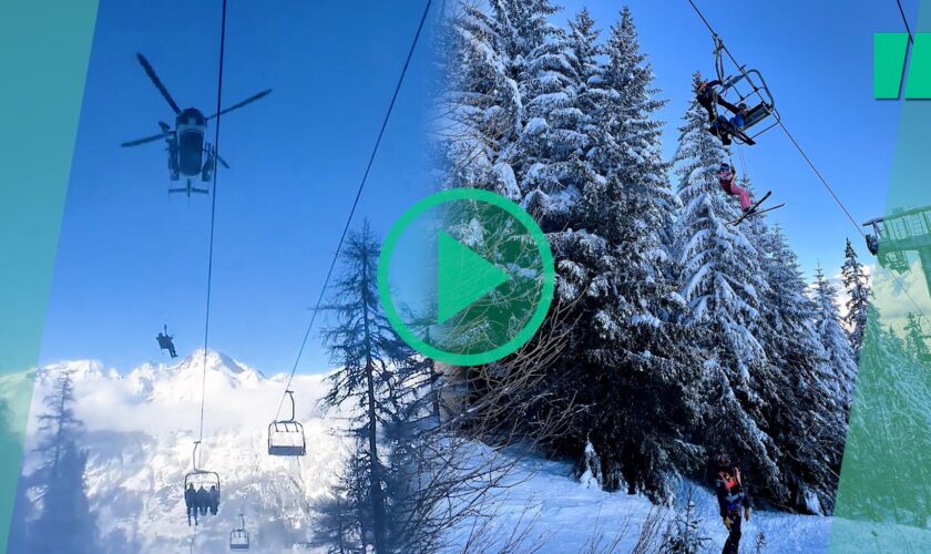 Savoie : un télésiège en panne à La Norma, les images de l’évacuation de la centaine de skieurs coincés